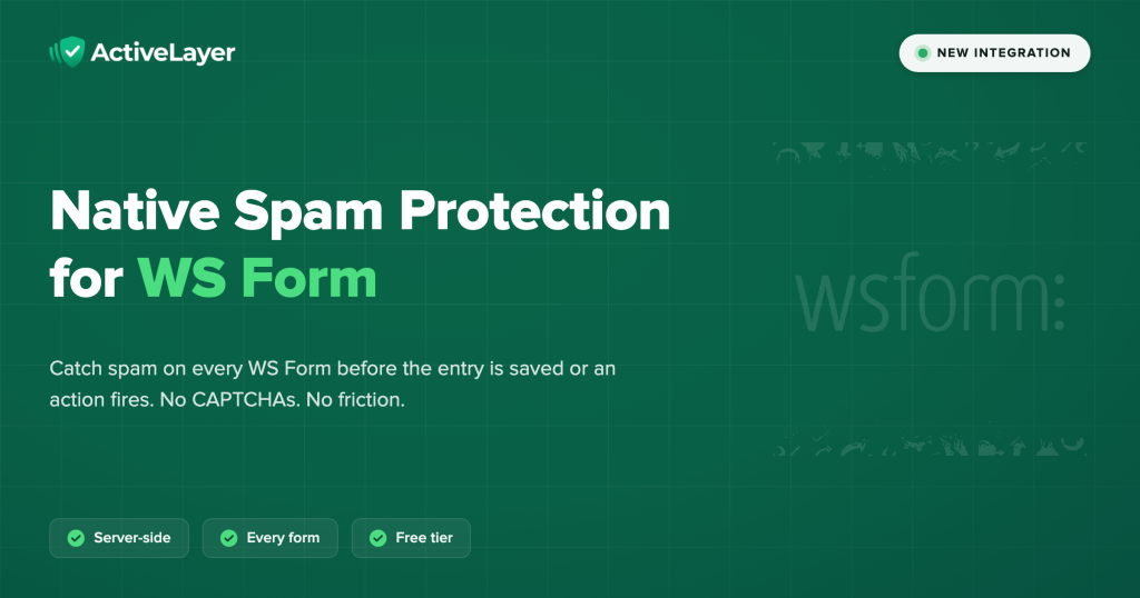 ActiveLayer for WS Form: native spam protection for form submissions