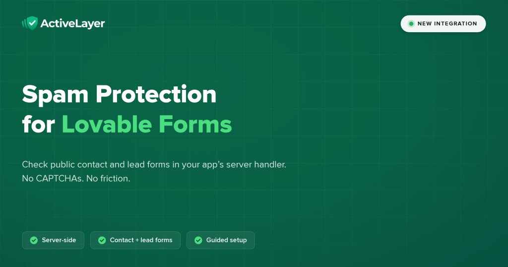 ActiveLayer spam protection for Lovable forms